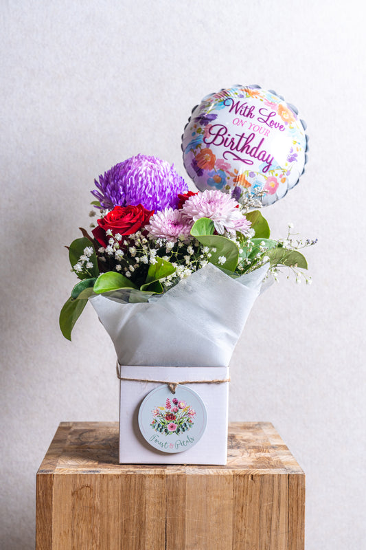 Florist’s Choice Box With Mini Balloon