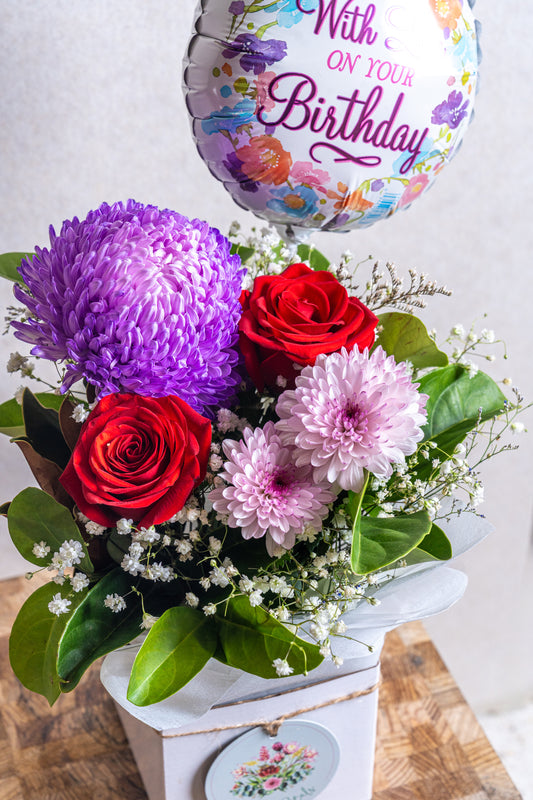 Florist’s Choice Box With Mini Balloon